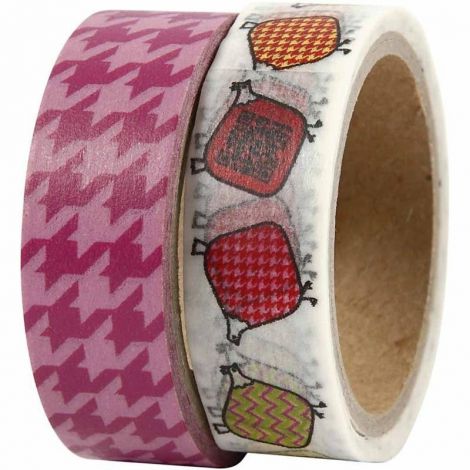 Tasiemki dekoracyjne Creativ Washi Pepitka i Kurczaki, 15mm x 5m, 2szt